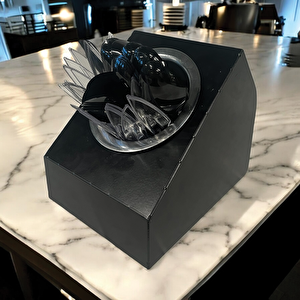 Endüstriyel Tarz Tek Yuvalı Metal Mutfak Düzenleyici Ve Paslanmaz Çelik Kaseli Çatal Bıçak Kaşık Tutucu Ve Pipetlik Karıştırıcı Şeker Organizer