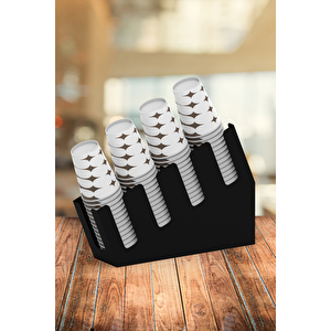 Yenilikçi Tasarım 4 Bölmeli Kademeli Karton Bardak Standı - 8 Oz Bardak Uyumlu