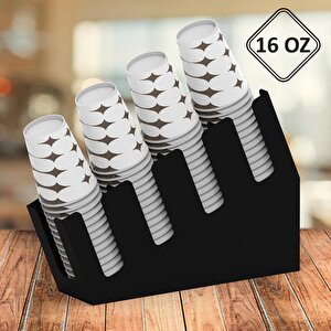 4 Bölmeli Kademeli Karton Bardak Standı Karton Bardaklık - 16 Oz Bardak Uyumlu