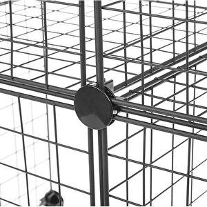 12'li Plastik Raflı Tel Küp Çok Amaçlı Organizer Raf Siyah 33cm