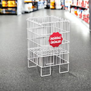 İndi̇ri̇mli̇ Ürünler 40x40 Katlanir Tel Havuz Sepet Beyaz