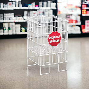 İndi̇ri̇mli̇ Ürünler 40x40 Katlanir Tel Havuz Sepet Beyaz