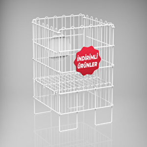 İndi̇ri̇mli̇ Ürünler 40x40 Katlanir Tel Havuz Sepet Beyaz