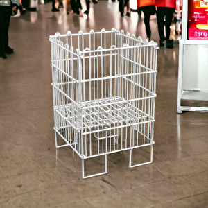 Ergonomik Tasarım 40x40 Katlanır Tel Havuz Sepeti Beyaz – Market, Avm, Ve Bakkal İçin İdeal Ürün Teşhir Standı