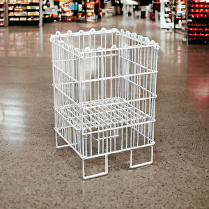 Ergonomik Tasarım 40x40 Katlanır Tel Havuz Sepeti Beyaz – Market, Avm, Ve Bakkal İçin İdeal Ürün Teşhir Standı