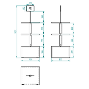 Eczane 3 Raflı 50x50 Ahşap Beyaz Orta Alan Standı