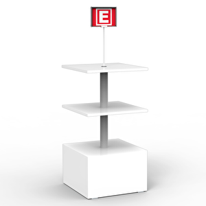 Eczane 3 Raflı 50x50 Ahşap Beyaz Orta Alan Standı