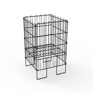 Ergonomik Tasarım 40x40 Katlanır Tel Havuz Sepeti Siyah – Market, Avm, Ve Bakkal İçin İdeal Ürün Teşhir Standı – 3 Kademeli Kullanım