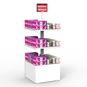 İndi̇ri̇m 3 Raflı 50x50 Ahşap Beyaz Orta Alan Standı