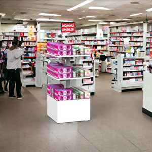 İndi̇ri̇m 3 Raflı 50x50 Ahşap Beyaz Orta Alan Standı