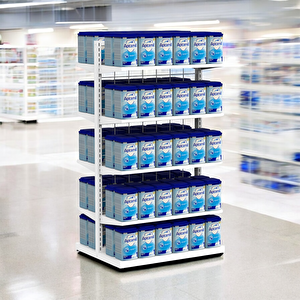 80x60 Çift Taraflı Metal Beyaz Stand Metal Raflı