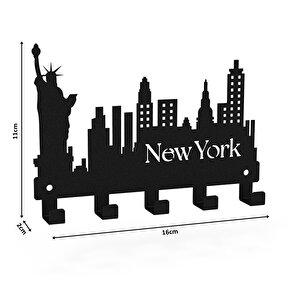 Newyork Temalı Metal Anahtarlık Askısı Siyah