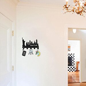 Newyork Temalı Metal Anahtarlık Askısı Siyah