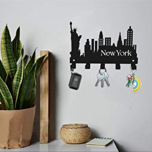 Newyork Temalı Metal Anahtarlık Askısı Siyah