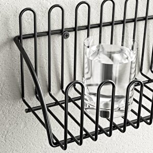 2'li Tel Raf Düzenleyici Çiçeklik Siyah Duvar Raf Seti