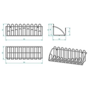 2'li Tel Raf Düzenleyici Çiçeklik Siyah Duvar Raf Seti