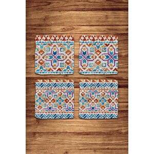 Doğal Taş Bardak Altlığı 4'lü Model- Boho