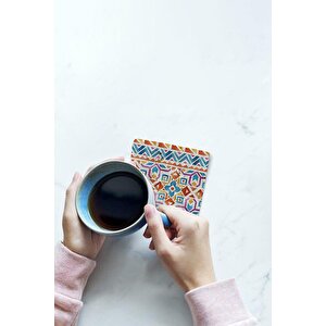 Doğal Taş Bardak Altlığı 4'lü Model- Boho