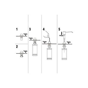Ankastre Sıvı Sabunluk Nikel Renk Mutfak Eviye Ve Banyo Lavabo Uyumlu Ithal 5 Yıl Garantili 500ml