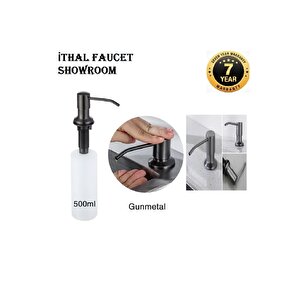 Ankastre Sıvı Sabunluk Antrasit Mutfak Eviye Ve Banyo Lavabo Uyumlu Ithal 7 Yıl Garantili 500ml