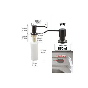 Ankastre Sıvı Sabunluk Antrasit Mutfak Eviye Ve Banyo Lavabo Uyumlu Ithal 7 Yıl Garantili 500ml