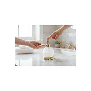 Gold Etejerli Sabunluk Banyo Sıvı Sabunluk Pirinç Materyal Gold Altın