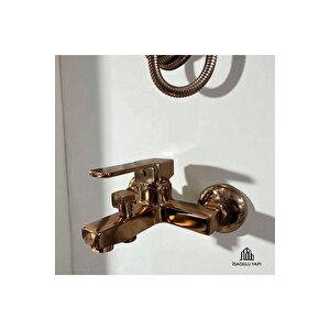 Bakır Banyo Bataryası Bronz Duş Bataryası Kare Tasarım Banyo Armatür Rose Bakır