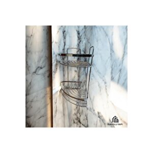 Banyo Şampuanlık Gümüş Paslanmaz İkili Köşelik Modern Tasarım