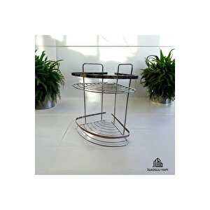 Banyo Şampuanlık Gümüş Paslanmaz İkili Köşelik Modern Tasarım