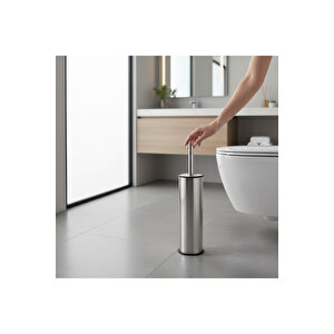 Klozet Fırçası Tuvalet Fırçası Silver Gümüş Renk Paslanmaz Çelik