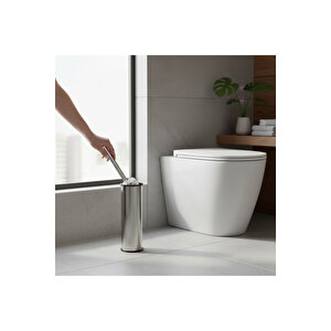 Klozet Fırçası Tuvalet Fırçası Silver Gümüş Renk Paslanmaz Çelik