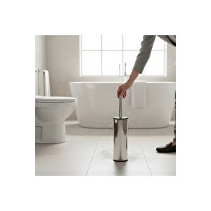 Klozet Fırçası Tuvalet Fırçası Silver Gümüş Renk Paslanmaz Çelik