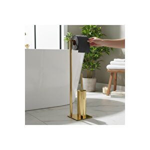 Gold Ayaklı Banyo Seti Klozet Fırçalık Ve Tuvalet Kağıtlığı Modern Tasarım Komple Pirinç Materyal