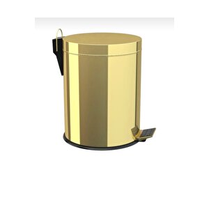 Gold Çöp Kovası Gold Fırça Set Banyo Aksesuar Gold Pedallı Kova Premium