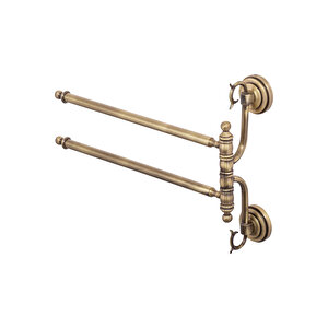 Pirinç İkili Havluluk Antik Gold Komple Pirinç Premium Vintage Banyo Havluluk Askılık