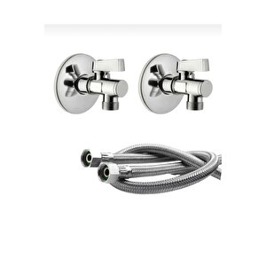 Taharet Musluğu Seti 2 Adet Filitre Özellikli Ara Musluk Ve 2 Adet 50 Cm Flex Hortum Komple Set