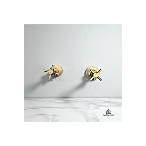 Antik Gold Taharet Musluğu Seti 2 Adet Pirinç Malzeme Eskitme Gold Taharat Muslukları Ara Musluklar