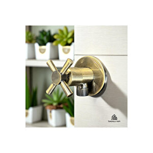 Antik Gold Taharet Musluğu Seti 2 Adet Pirinç Malzeme Eskitme Gold Taharat Muslukları Ara Musluklar