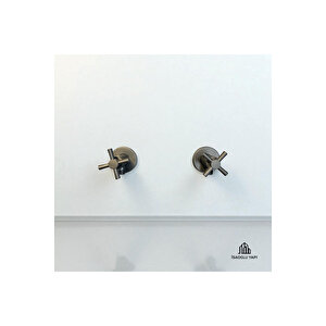 Siyah Taharet Musluğu Seti 2 Adet Pirinç Malzeme Mat Siyah Taharat Muslukları Siyah Ara Musluk