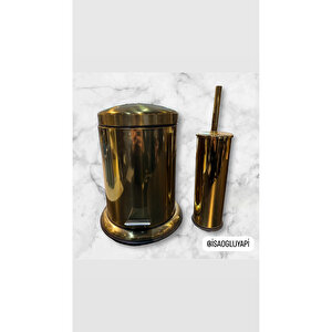 Gold Çöp Kovası Ve Fırça Pirinç Banyo Çöp Kovası Gold Yavaş Kapanan Tasarım