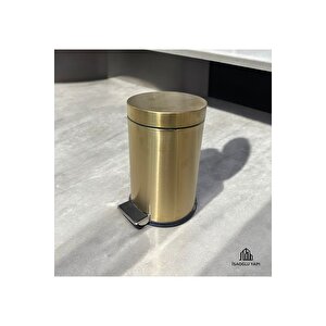 Mat Gold Çöp Kovası Pedallı Paslanmaz Mat Altın Kova Premium Fırçalanmış Gold