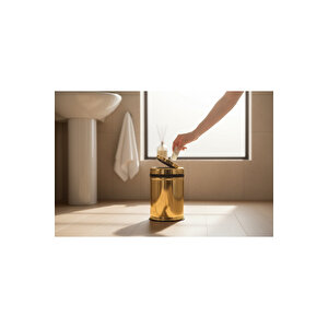 Gold Döner Kapaklı Çöp Kovası 8 Litre Hacim Pratik Kapak Çelik Materyal