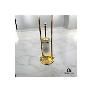 Gold Kova Banyo Seti Klozet Fırçası Tuvalet Kağıtlığı Komple Pirinç Set Gold Banyo