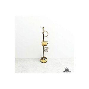 Gold Tuvalet Kağıtlığı Gold Tuvalet Fırçası Gold Havluluk Ayaklı Komple Set Pirinç Materyal