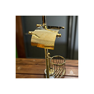 Gold Tuvalet Kağıtlığı Gold Tuvalet Fırçası Gold Havluluk Ayaklı Komple Set Pirinç Materyal