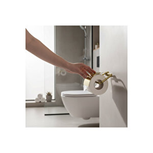 Tuvalet Kağıtlığı Mat Altın Modern Tasarım Paslanmaz Fırçalanmış Gold Kapaklı Kağıtlık