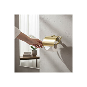 Tuvalet Kağıtlığı Mat Altın Modern Tasarım Paslanmaz Fırçalanmış Gold Kapaklı Kağıtlık