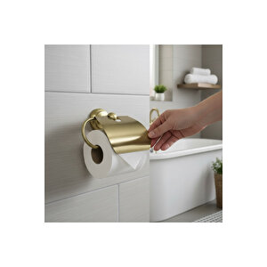 Mat Gold Vintage Tuvalet Kağıtlık Klasik Tasarım Mat Altın Fırçalanmış Gold Pirinç Malzeme Paslanmaz