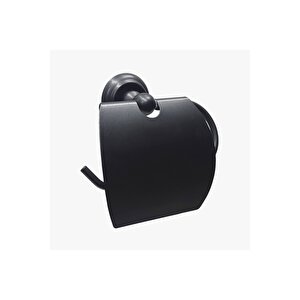 Mat Siyah Tuvalet Kağıtlığı Vintage Tasarım Kapaklı Kağıtlık Siyah
