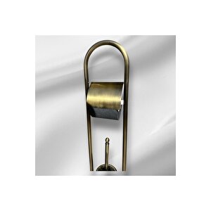 Antik Gold Ayaklı Tuvalet Kağıtlığı Ve Klozet Fırçası Vintage Tasarım Pirinç Malzeme Antik Fırça